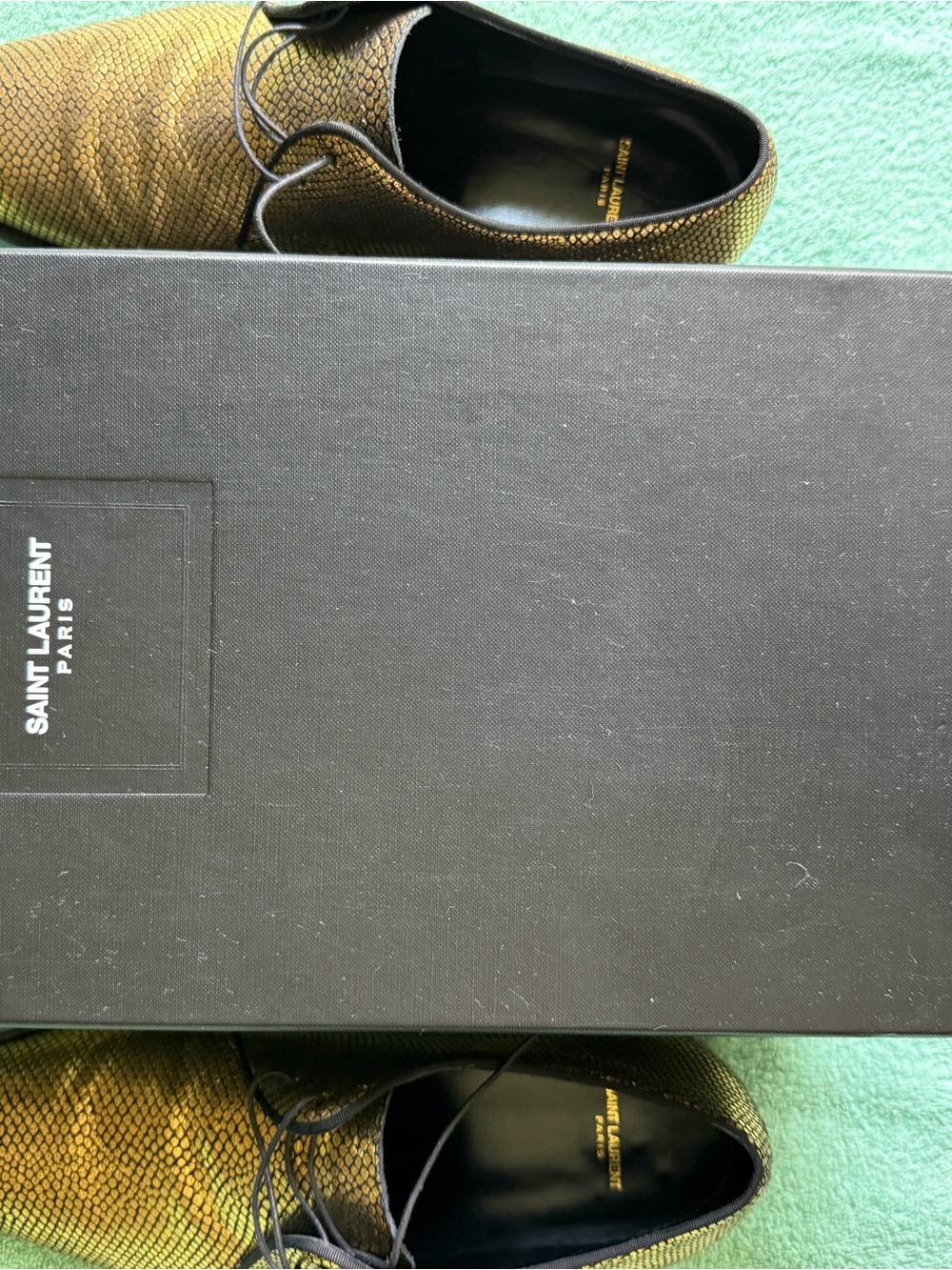 Saint Laurent Gold Textured Lace-Up Derbys - Picture 4 of 5